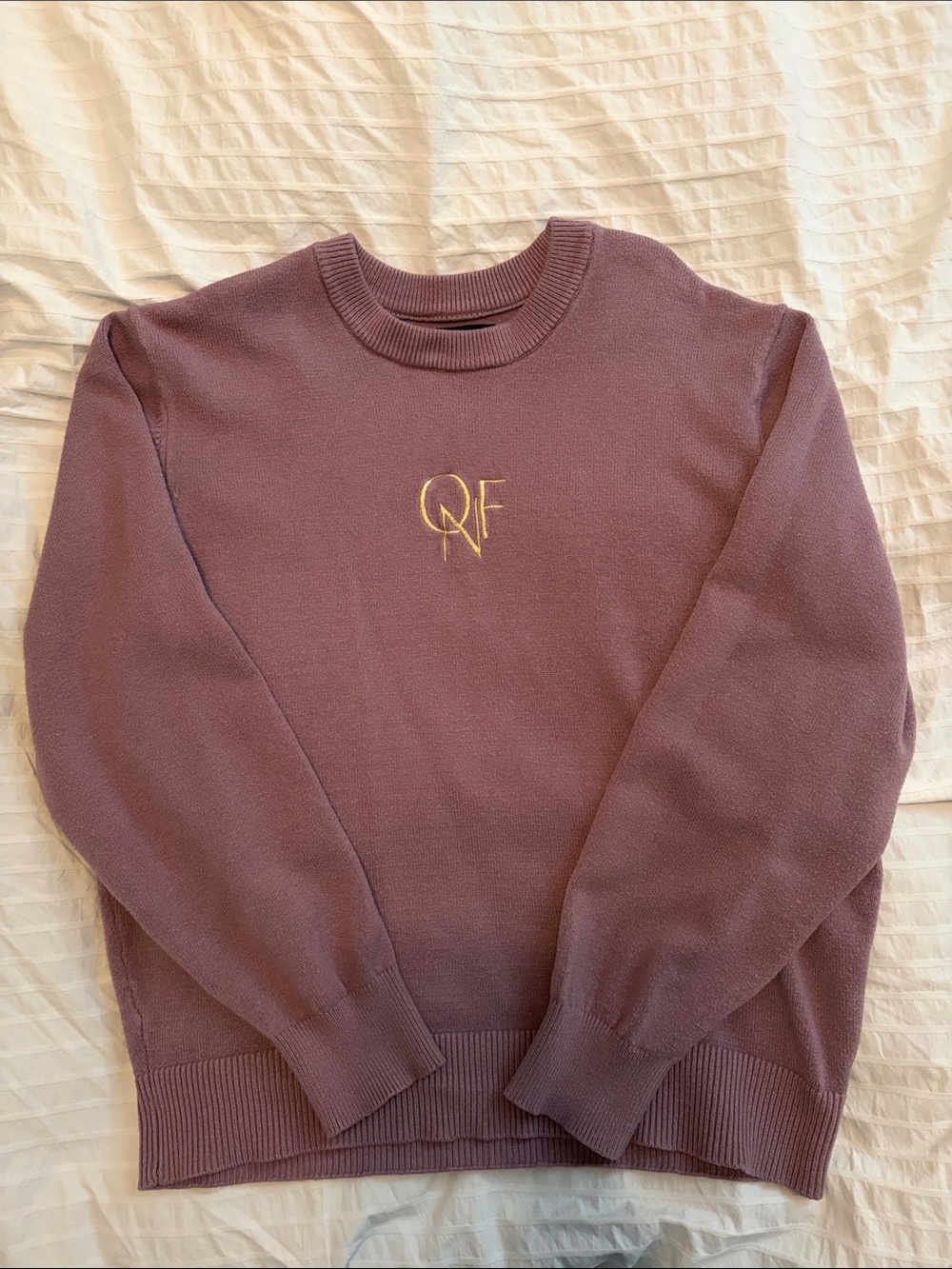 💜OAK + FORT Knit Crewneck Sweater with Embroidered Logo - Dusty Purple